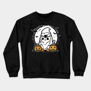 Kawaii Halloween Ghost with Pumpkins Crewneck Sweatshirt